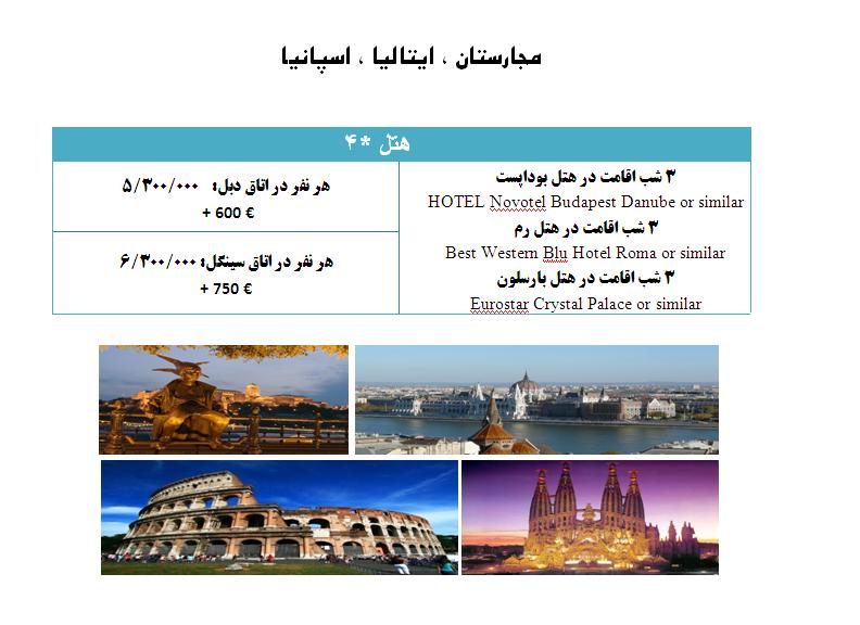  تور مجارستان-ایتالیا-اسپانیا 